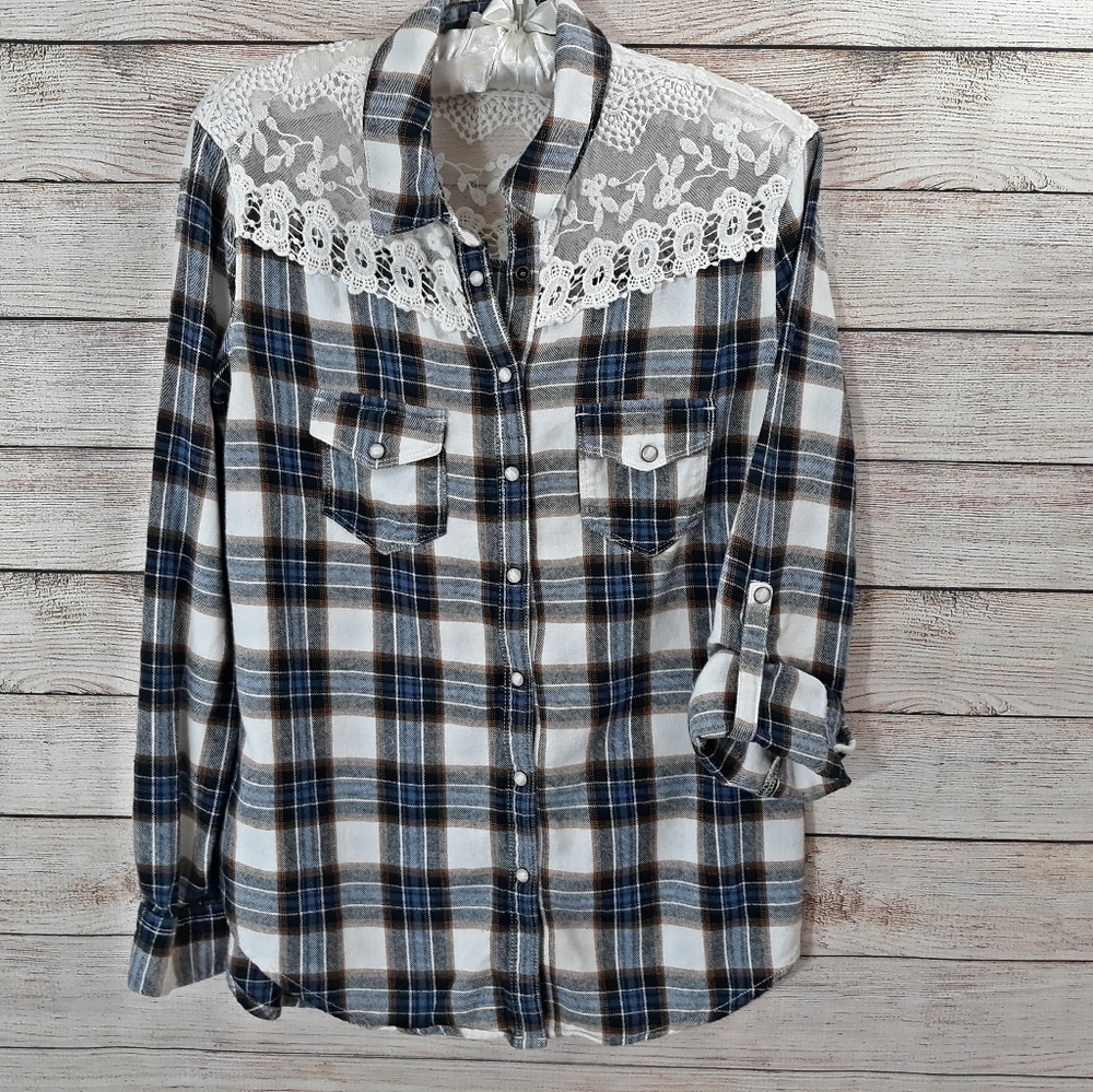 Garage Plaid Flannel with Lace